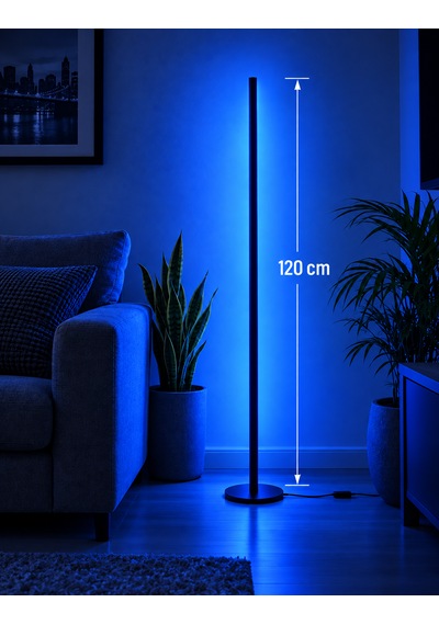 Led Lambader 120 Cm Rgb Mix Kumandalı Renk Geçişli 16 Renk Ambiyans Köşe Aydınlatma Siyah