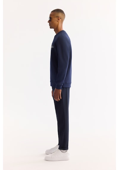 Avva Erkek Lacivert Bisiklet Yaka Pamuklu Bi-stretch Baskılı Regular Fit Sweatshirt A52y1260