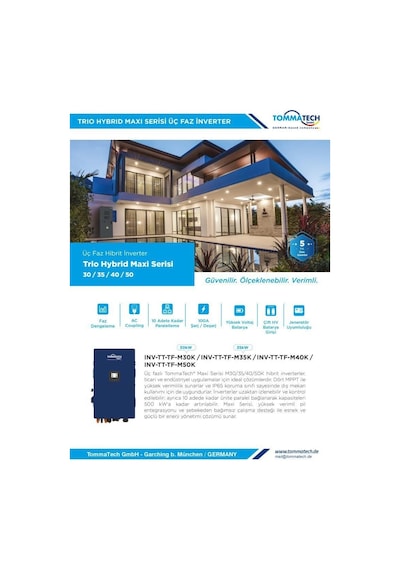 Tommatech Trio Hybrid Maxi 30kw Hv Üç Faz Hibrit İnverter