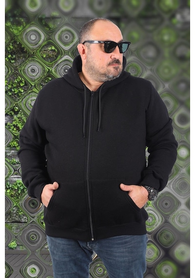 Moc Grande Mocgrande Büyük Beden Unisex Kapüşonlu 3ip Sweat 11701 Sıyah Siyah