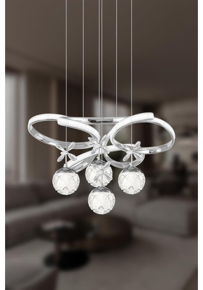Eray Aydınlatma 9225-40 Kr 4 Toplu Krom Led Avize Krom