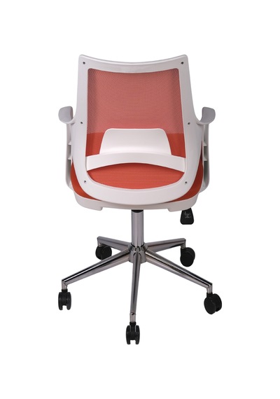 Ofisbazaar Buya Beyaz Fileli Çalışma Koltuğu Ergonomik Şef Ve Toplantı Koltuğu Turuncu Turuncu