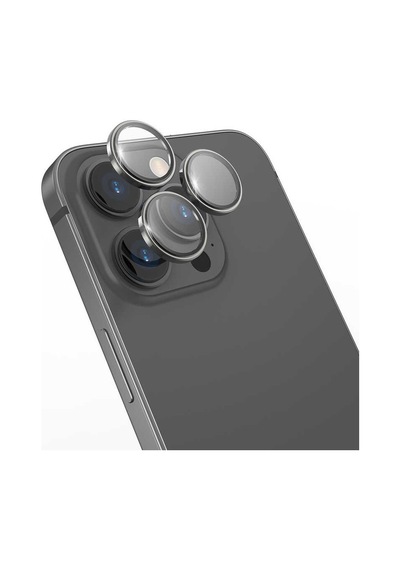 Ennar Apple Uyumlu iPhone 16 Pro Max Gerçek Cam Safir Tam Koruma Safir Kamera Lensi Siyah Siyah