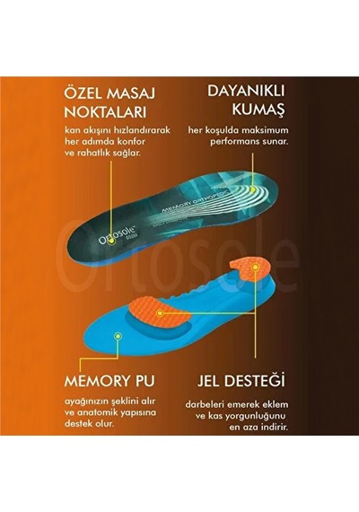 Ortosole Memory Ve Jel Ortopedik, Masaj Etkili Günlük Kadın Tabanlık 204-mw Standart