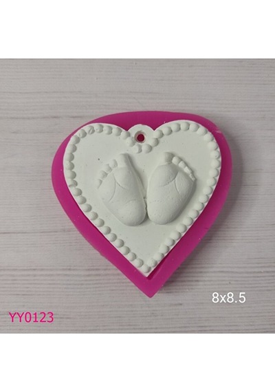 Yy0123 Kenarları Noktalı Bebek Ayaklı Kalp Silikon Kalıp