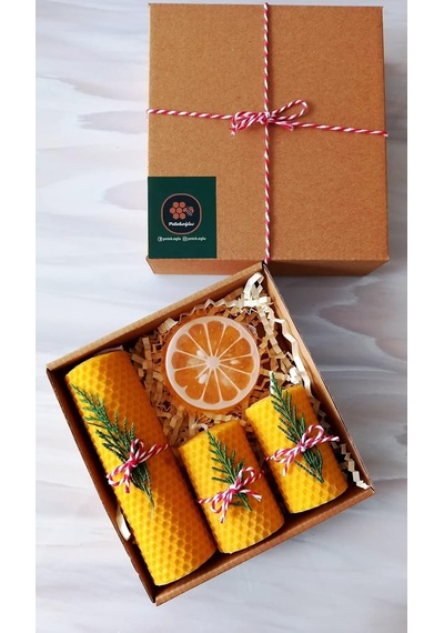Balmumu Mum Bodrum Gliserinli Bitkisel Sabun Bal Mumu Mum Beeswax Candle Set Açık Ahşap