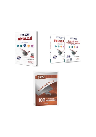 2027 Limit Tyt Ayt Biyoloji + Din + Felsefe Din Kültürü Ve Ahlak Bilgisi Felsefe El Kitabı + Ankapade 3'lü Set