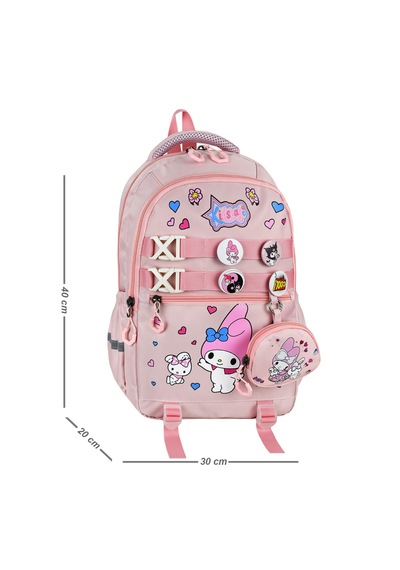 My Melody Baskılı Aksesuarlı Ortopedik Su Geçirmez Ultra Lüx Okul Çantası Termal Beslenme Ve Kalemlik Pembe