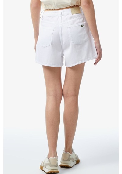 Lacoste Women's Regular Fit Denim White Jean Shorts Kadın Bermuda Kot Şort Beyaz