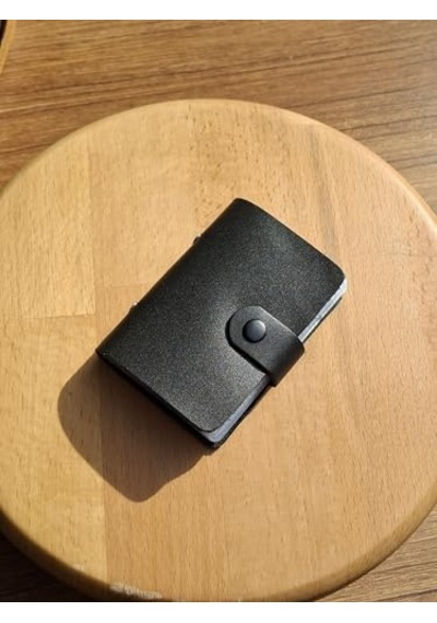 Xmlbayiciniz Kredi Kartlık Hakiki Deri İçi Şeffaf 10 Bölmeli Mini Kartlık Kartvizitlik 9 X 7 Cm Siyah Genel