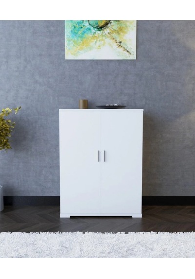 Boreas Design Detroit Çok Amaçlı Dolap Çift Kapaklı 6 Raflı Banyo Dolabı Mutfak Kiler Erzak Dolabı Beyaz