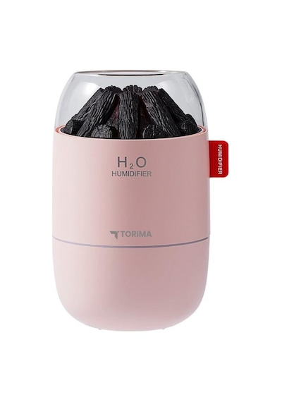 H16 Pembe Odun Ateşi Efekli Hava Nemlendirici Buhar Makinesi 280ml Led Işıklı Sessiz Çalışma (İthalatçı Garantili)