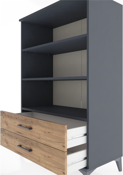 Hyperion Dolap 3 Raflı 2 Çekmeceli 88x44x134 Antrasit-çam Antrasit Hyperion Dolap 3 Raflı 2 Çekmeceli 88x44x134 Antrasit-çam Antrasit