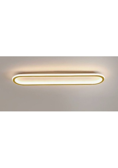 Eskitme Gold 80x16 cm Oval Avize 3000K Sarı Işık Led Tavan Lambası