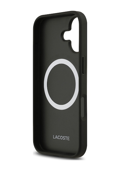 Apple Uyumlu iPhone 17 Kılıf Lacoste Lisanslı M-safeli Pu Deri Kartlıklı Karışık Monogram Desenli Siyah Siyah