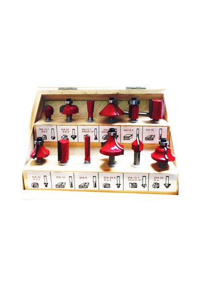 12 Parça Freze Uç Takımı Ahşap Oyma Ağaç Delme Özel Ahşap Çantalı Set 6 Mm