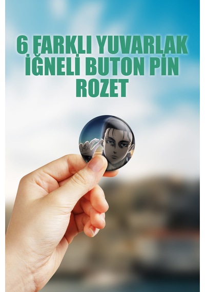 Attack On Titan Shingeki No Kyojin Çanta Süsü Rozet İğneli Buton Rozet Seti 6 Adet Çok Renkli