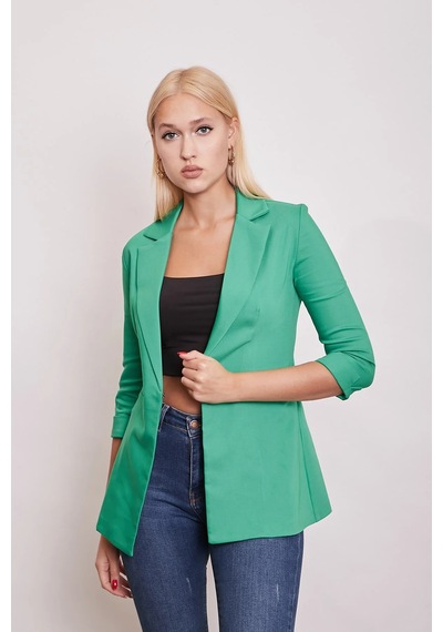 Kapri Truvakar Kol Süs Cepli Kopçalı Ofis Blazer Kumaş Ceket-benetton Yeşil B.yeşili