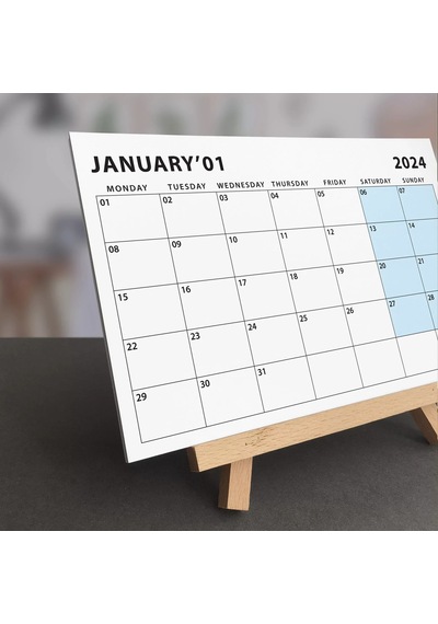 2027 Masa Takvimi, Ahşap Şövale Masa Takvimi, Aylık Planlamalı Takvim, Pastel Renkler 2027 Takvim, Y