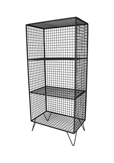 Ayaklı Metal Rafı 3 Gözlü Kitaplık Grid Kafes Tel Model Wd-62