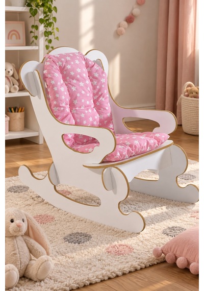 Sulorahome Yıldızlı Minderli Sallanan Çocuk Sandalyesi - Pembe Pembe - Beyaz