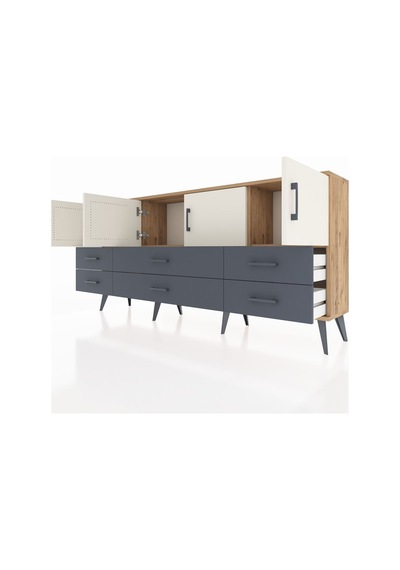 Arges Konsol 3 Raflı 6 Çekmeceli 4 Kapaklı 176x30x83 Çam-aytaşı/antrasit Aytaşı/antrasit Arges Konsol 3 Raflı 6 Çekmeceli 4 Kapaklı 176x30x83 Çam-aytaşı/antrasit Aytaşı/antrasit