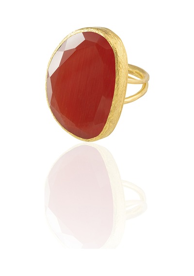 Kadir Jewellery 22 Ayar Altın Kaplama Kadın Fosil Taşlı Yüzük Kırmızı 36017901