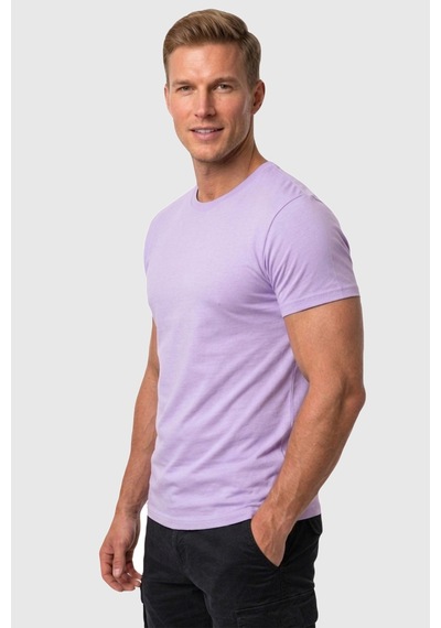 Rizzup Erkek Lila Slim Fit %90 Pamuk Likralı Yumuşak Dokulu Basic Tişört 1801131
