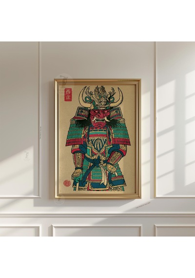 Samuray Savaşçısı Posteri Japon Halk Sanatı Vintage Kağıt Duvar Dekoru