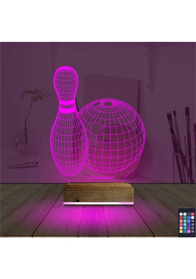 Luvivia Bowling Topu Kişiye Özel 3d Lamba - Masa Gece Lambası Şeffaf