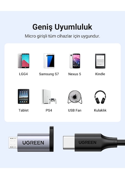 Ugreen Usb-c Female To Micro Usb Male Dönüştürücü Adaptör, 50590