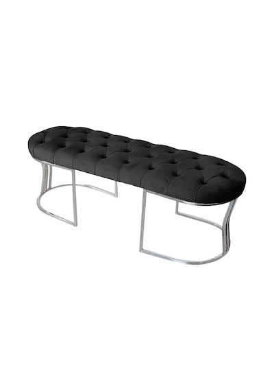 VİEGO SILVER GRİ-Kapitoneli Model Puf&Bench&Koltuk-Oturak-Uzun Makyaj Puff-Yatak Odası Ucu&Önü