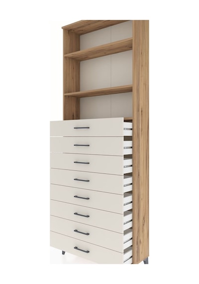 Arges Dolap 3 Raflı 8 Çekmeceli 88x30x243 Çam-aytaşı Çam