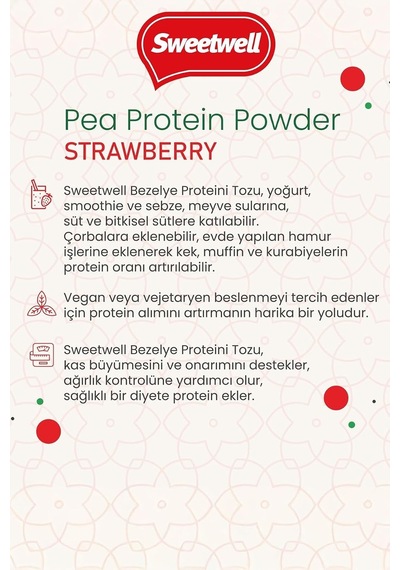Çilek Aromalı Vegan Bezelye Proteini Tozu 400 Gr X 3 Adet -%83 Protein Içerir Pae Protein Powder Ahududu