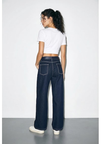 Shade Kadın Kemerli Likralı Geniş Paça Denim Pantolon 3289 60286059 - Lacivert
