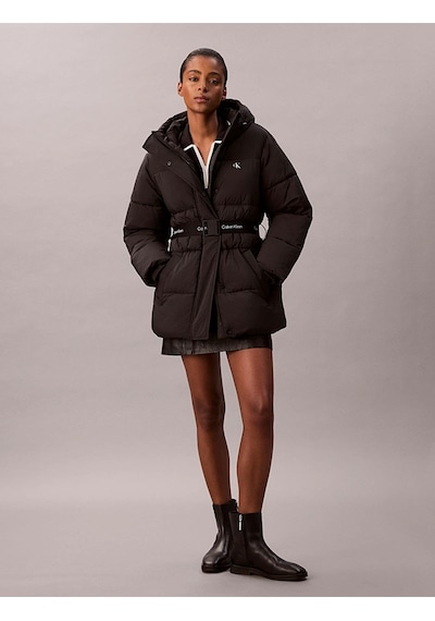 Calvin Klein Kadın Marka Logolu Bel Kemerli Çift Fermuar Cepli Siyah Mont Lv047d507g Ub1-10919 Siyah