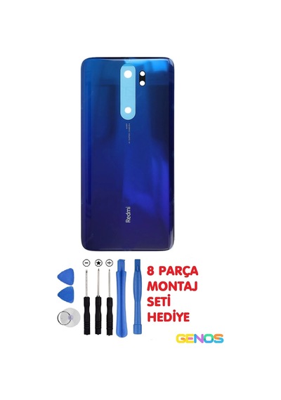Xiaomi Redmi Note 8 Pro Arka Cam Kapak Batarya Pil Kapağı + Montaj Set Mavi Diğer