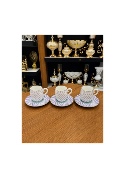 Esterhomedecor 6 Kişilik Porselen Kahve Fincan Takımı Mor