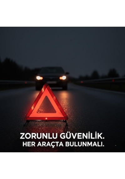 Profesyonel Araç Reflektörü - Avrupa Standartlarına Uygun Üçgen İkaz Tabelası - Katlanabilir Ve Metal Ayaklı G