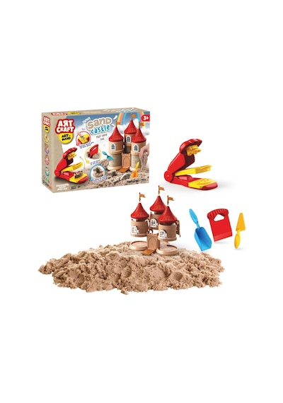 Art Craft Masal Kum Seti Kurumayan Şekillendirilebilir Oyun Kumu Tuğla Makinesi Ve Kale Kalıplı 750 Gr Çok Renkli