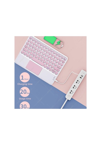Tüm Cihazlara Uyumlu Akıllı Taşınabilir Şarj Edilebilir Kablosuz Bluetooth Klavye Mause Pad Beyaz - 588921236
