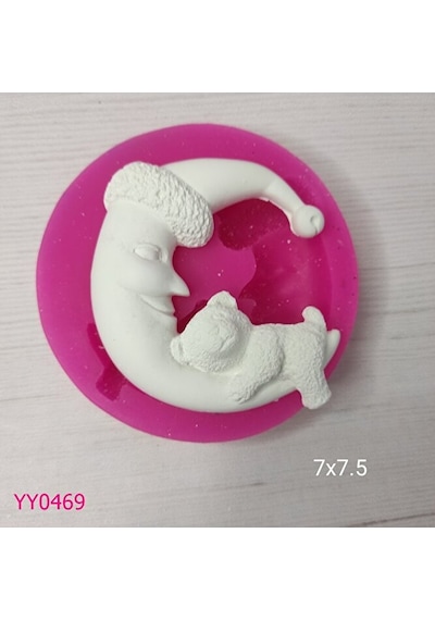 Yy0469 Şapkalı Ay Üstünde Yatan Ayıcık Silikon Kalıp