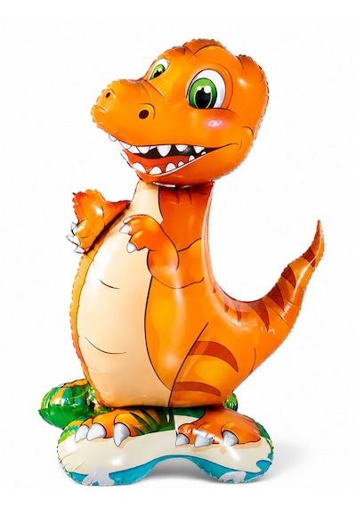Ayaklı Dinozor Folyo Balon 60x39 Cm Turuncu Dinozor Parti Balonu Doğum Günü Balonu Çok Renkli