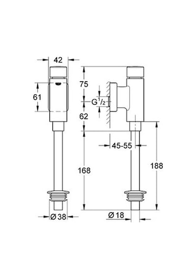 Grohe Rondo Basmalı Mekanik Pisuar Yıkama Sistemi Üstten Görünür