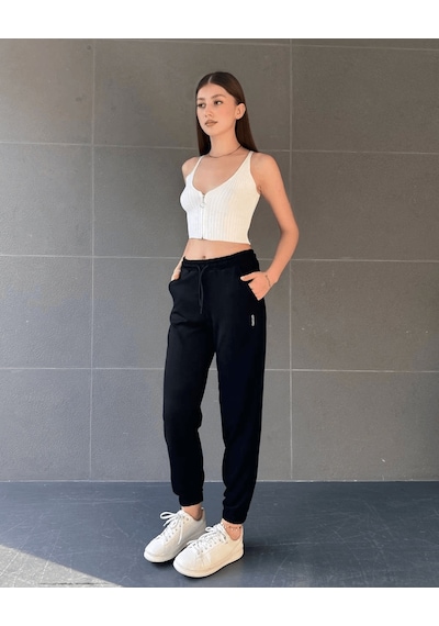 Paça Lastikli Rahat Kumaş Eşofman Siyah - Xl / Siyah Siyah