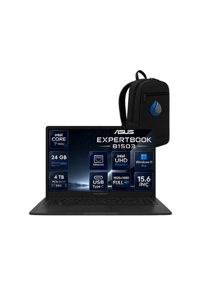 Asus ExpertBook B1 B1503CVA-C716512B0DRNP12 Core 7 150U 24 GB 4 TB SSD 15.6'' W11P Dizüstü Bilgisayar