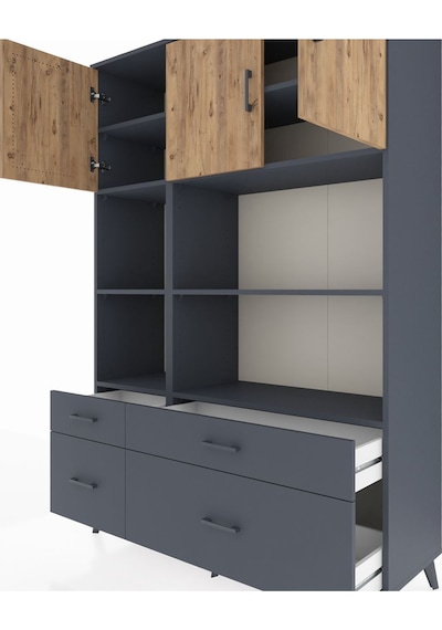 Hyperion Dolap 8 Raflı 4 Çekmeceli 3 Kapaklı 132x44x195 Antrasit-çam/antrasit Atlas Çam/antrasıt Hyperion Dolap 8 Raflı 4 Çekmeceli 3 Kapaklı 132x44x195 Antrasit-çam/antrasit Atlas Çam/antrasıt