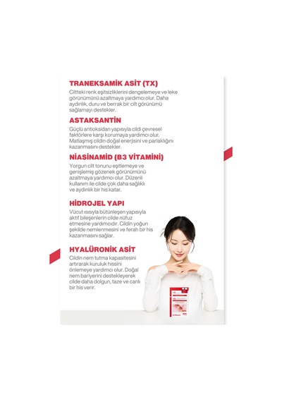 Tx Astaxanthin Leke Karşıtı Hidrojel Aydınlatıcı & Ton Eşitleyici Yüz Maskesi 4 Adet