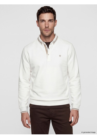 Lcwaıkıkı Classic Beyaz Polo Yaka Erkek Sweatshirt