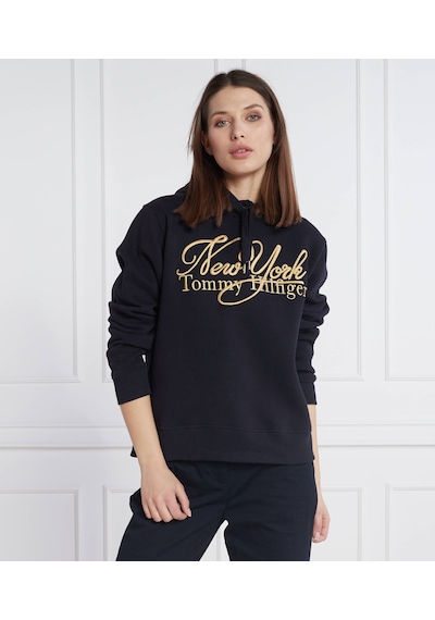 Tommy Hilfiger Newyork Bayan Kapşonlu Sweatshirt Siyah